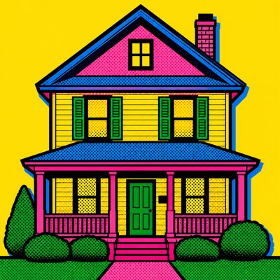 house with front view — Pop Art Portrait Style
