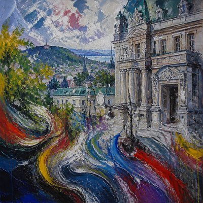 wide landscape with natural scenery — Montreal Art Style
