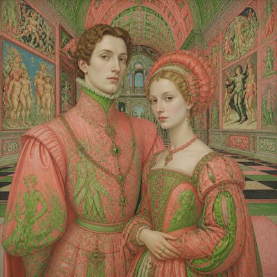portrait of two people together — Ferrara Art Style