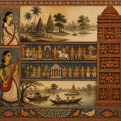 wide landscape with natural scenery — Bengal Art Style