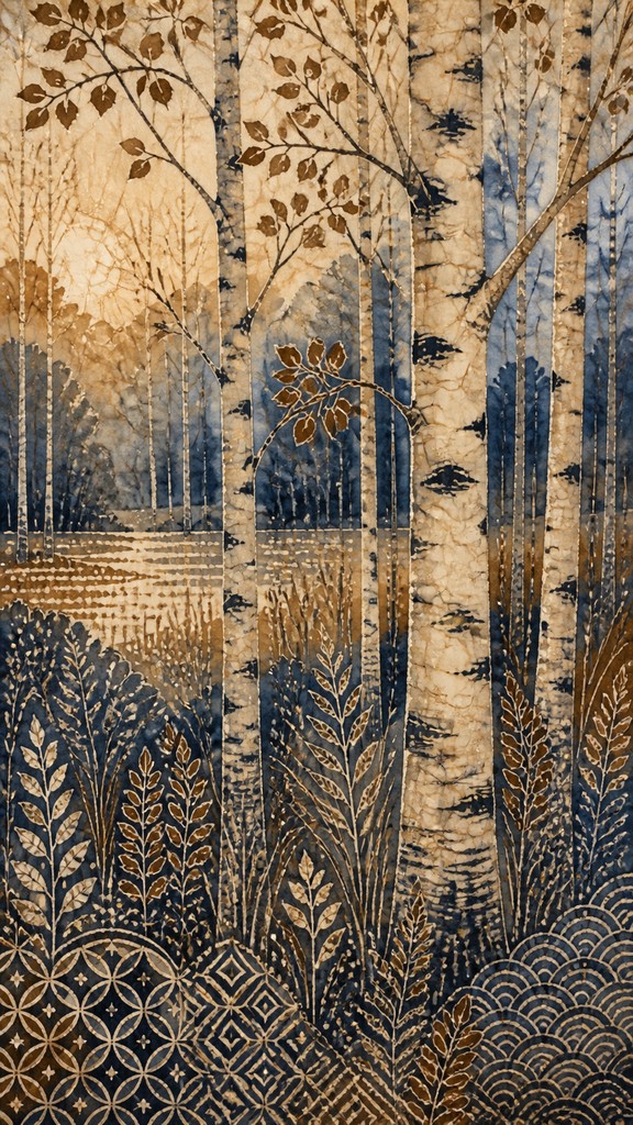 a serene birch forest in soft morning light, no people, no text