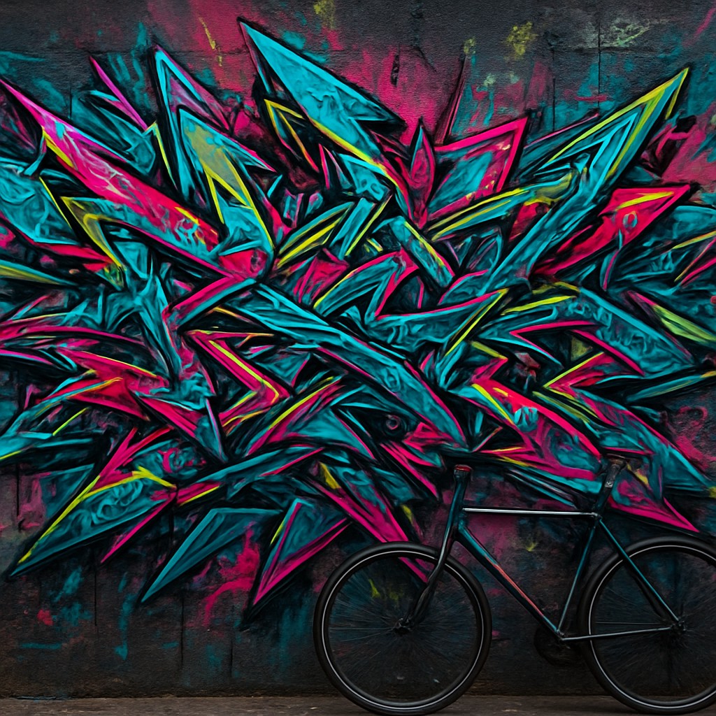 bicyle resting against a wall
