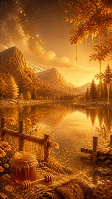 a tranquil mountain lake beneath a starry night sky, no people, no text