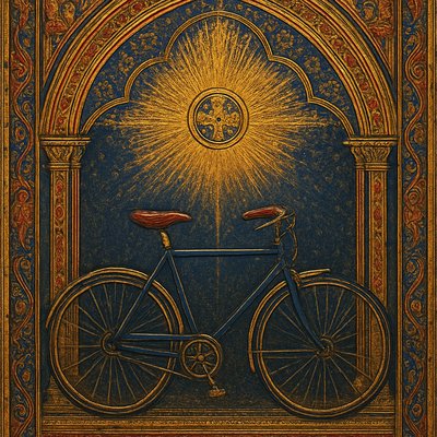 bicyle resting against a wall