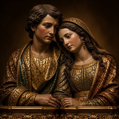 portrait of two people together — Quito Art Style