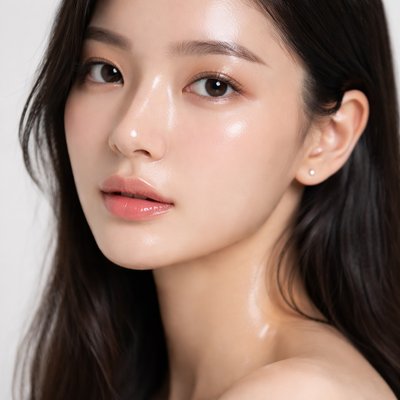 glass skin korean girl minimal background