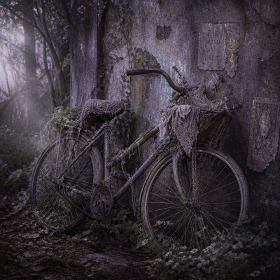 bicyle resting against a wall — Fairy Grunge Aesthetic