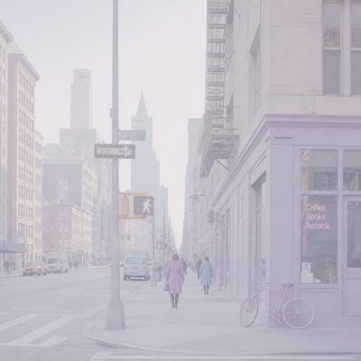 urban street with city activity — Palewave Aesthetic