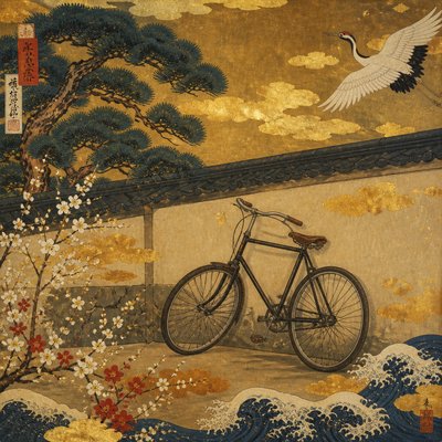 bicyle resting against a wall