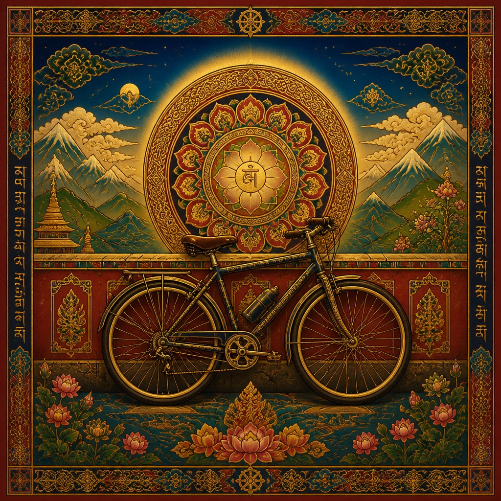 bicyle resting against a wall