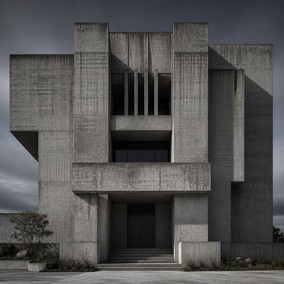 house with front view — Brutalist Architecture Art