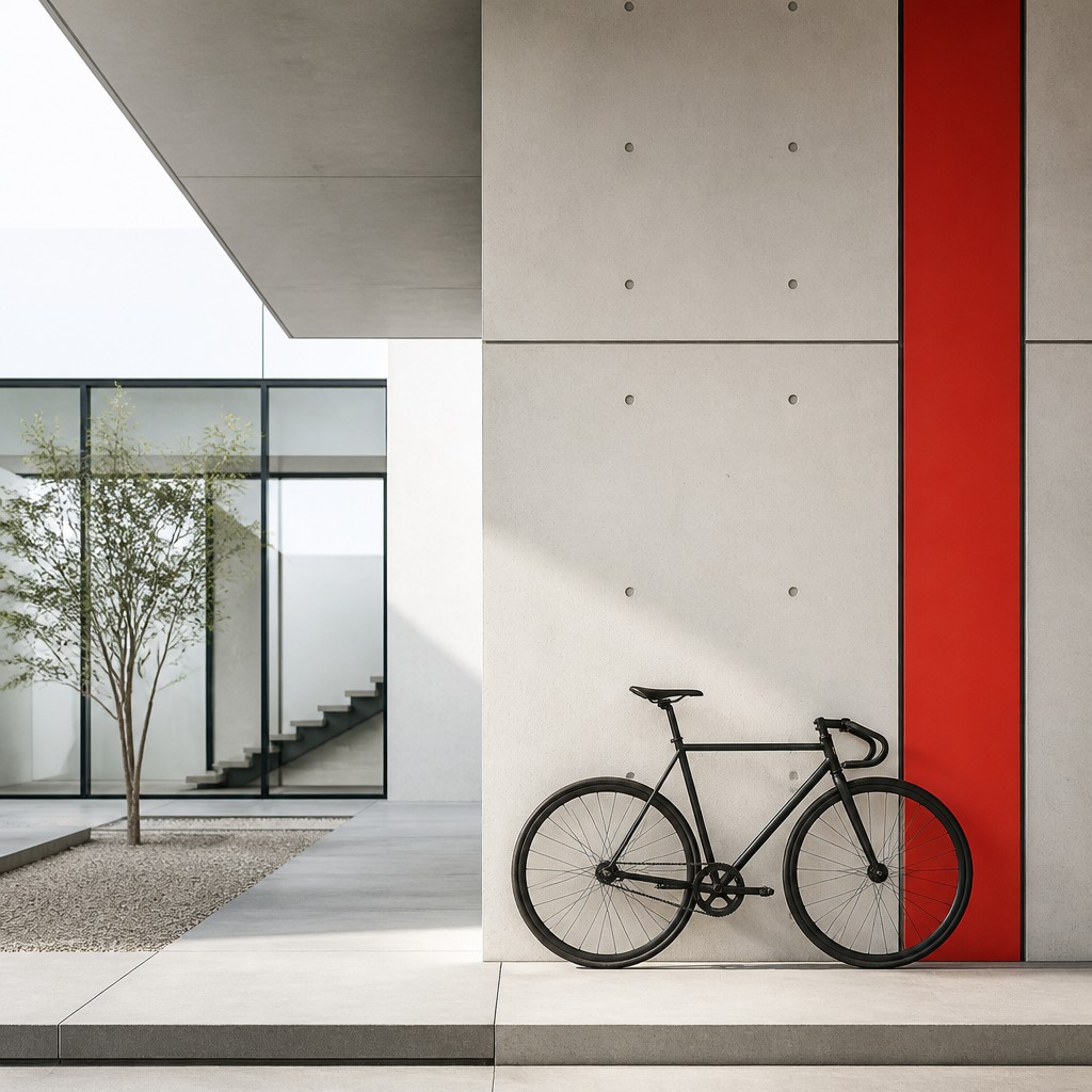 bicyle resting against a wall
