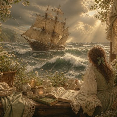 sailing ship on a stormy sea