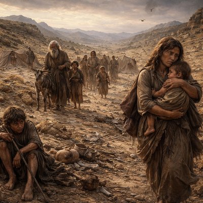 Express without words “And your children shall wander in the wilderness forty years, and bear your whoredoms, until your carcases be wasted in the wilderness.” (Numbers 14:33, KJV)
