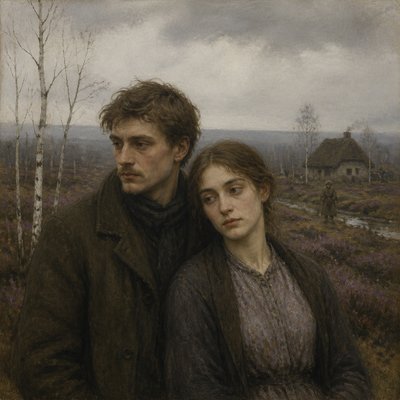 portrait of two people together — Worpswede Art Style