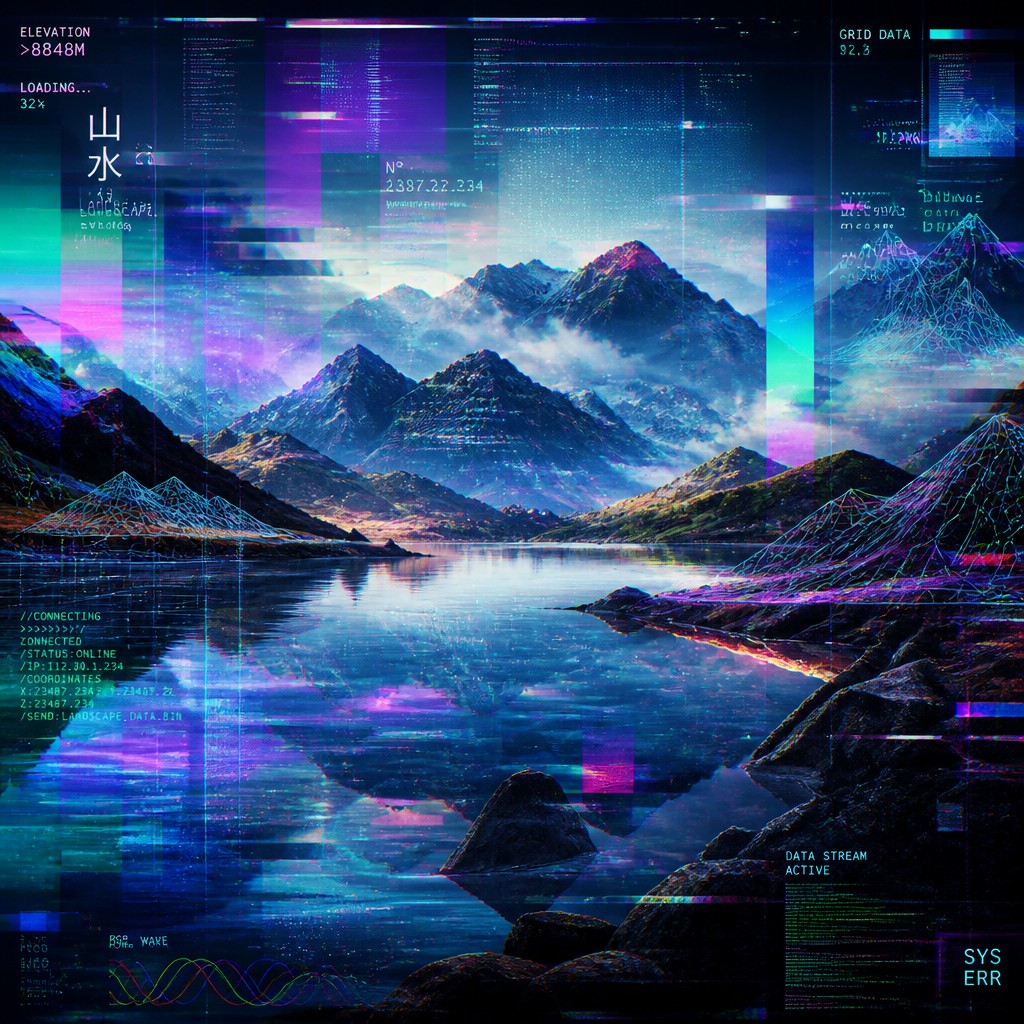 serene landscape with mountains and water