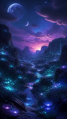 a desert canyon under a dramatic sunset sky, no people