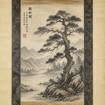 a tree in nature — Scroll Painting Style