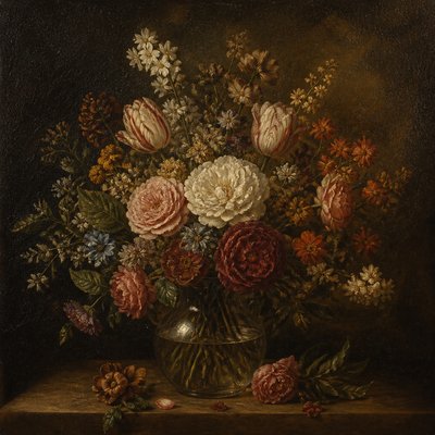 bouquet of flowers in a glass vase