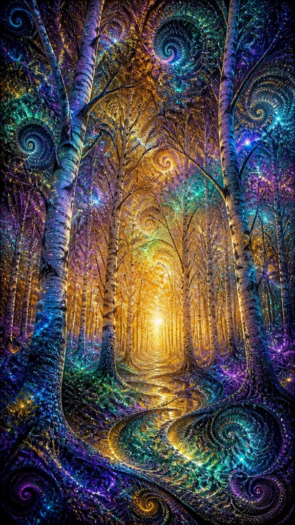 a serene birch forest in soft morning light, no people, no text