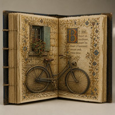 bicyle resting against a wall