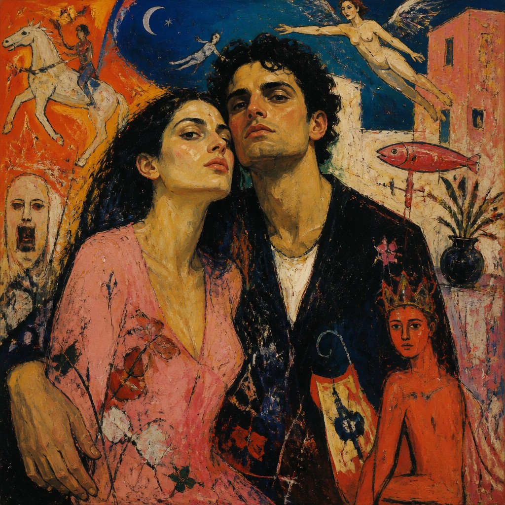 portrait of two people together — Transavanguardia Art Style