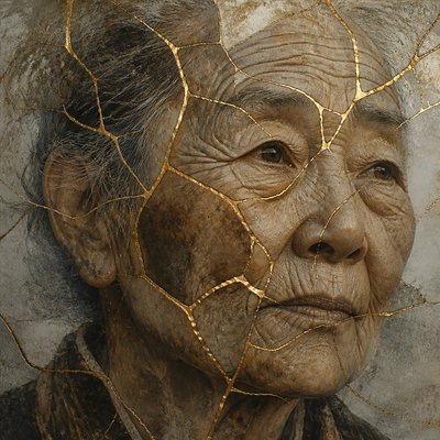 close-up portrait of an elderly person with expressive weathered features