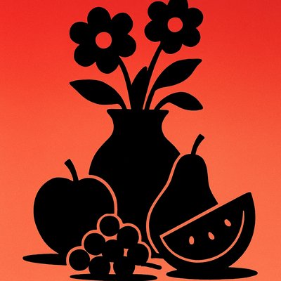 still life arrangement of fruits and flowers