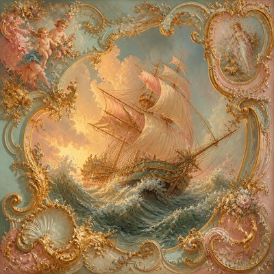 sailing ship on a stormy sea