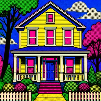 house with front view — Pop Art Still Life Art Style