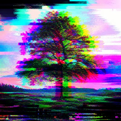 a tree in nature — Digital Glitch Modern Art Style