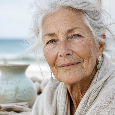 close-up portrait of an elderly person with expressive weathered features