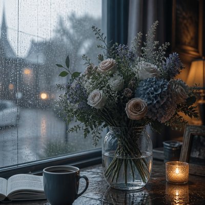bouquet of flowers in a glass vase