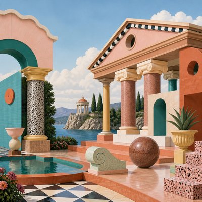 wide landscape with natural scenery — Postmodern Architecture