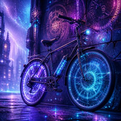 bicyle resting against a wall — Sci-Fi Fantasy Art