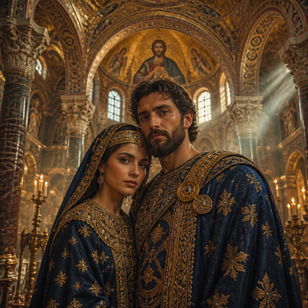 portrait of two people together — Byzantine Architecture