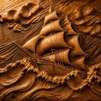 sailing ship on a stormy sea