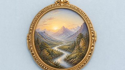 a vast valley with a river winding toward distant mountains at sunrise, no people, no text