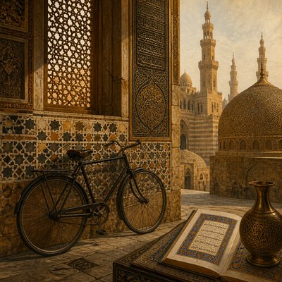 bicyle resting against a wall — Cairo Art Style