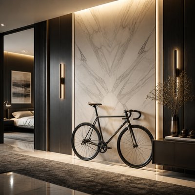 bicyle resting against a wall — Contemporary Luxe Interior Design