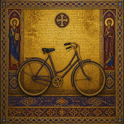 bicyle resting against a wall