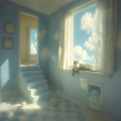 a cat lounging in a sunlit window