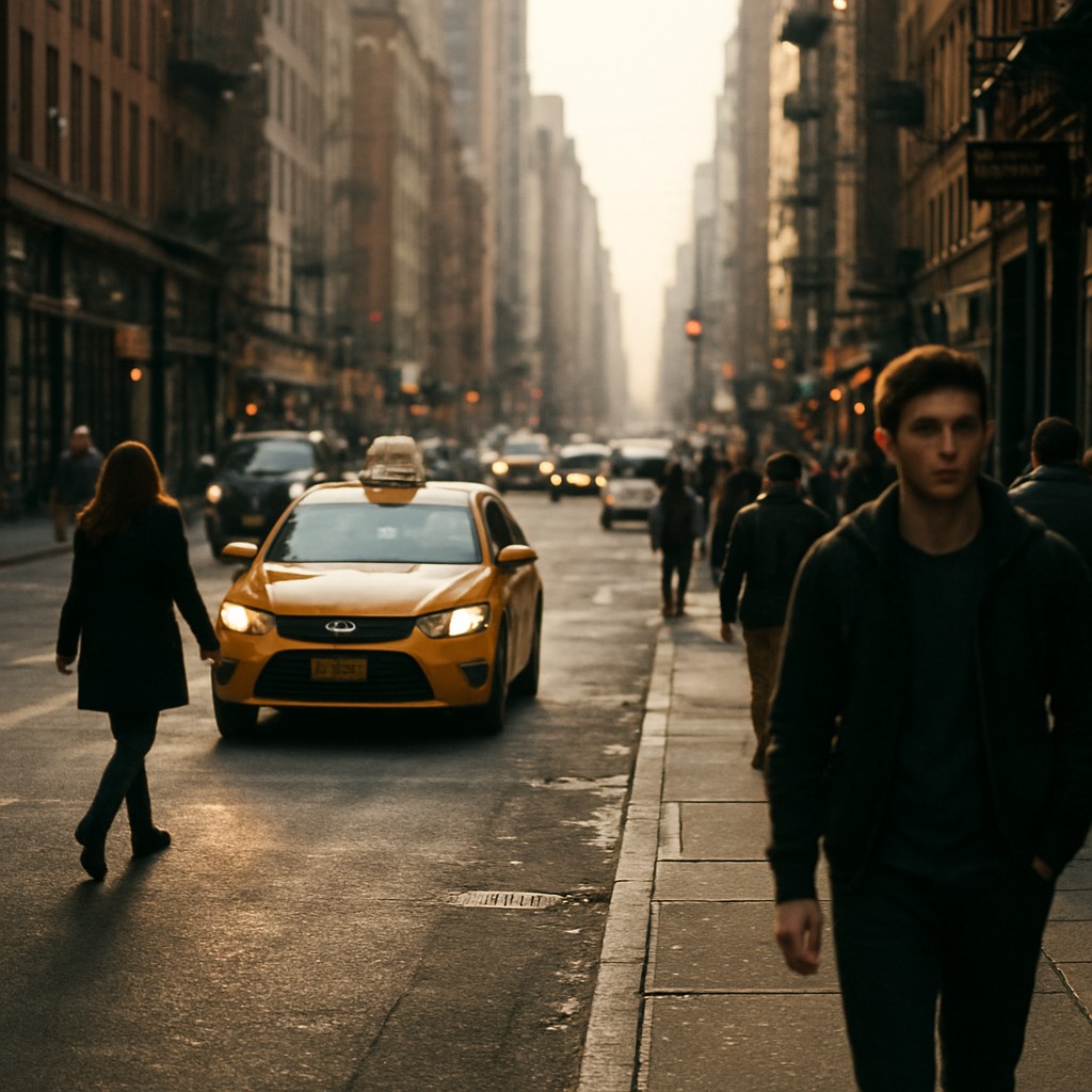 urban street with city activity