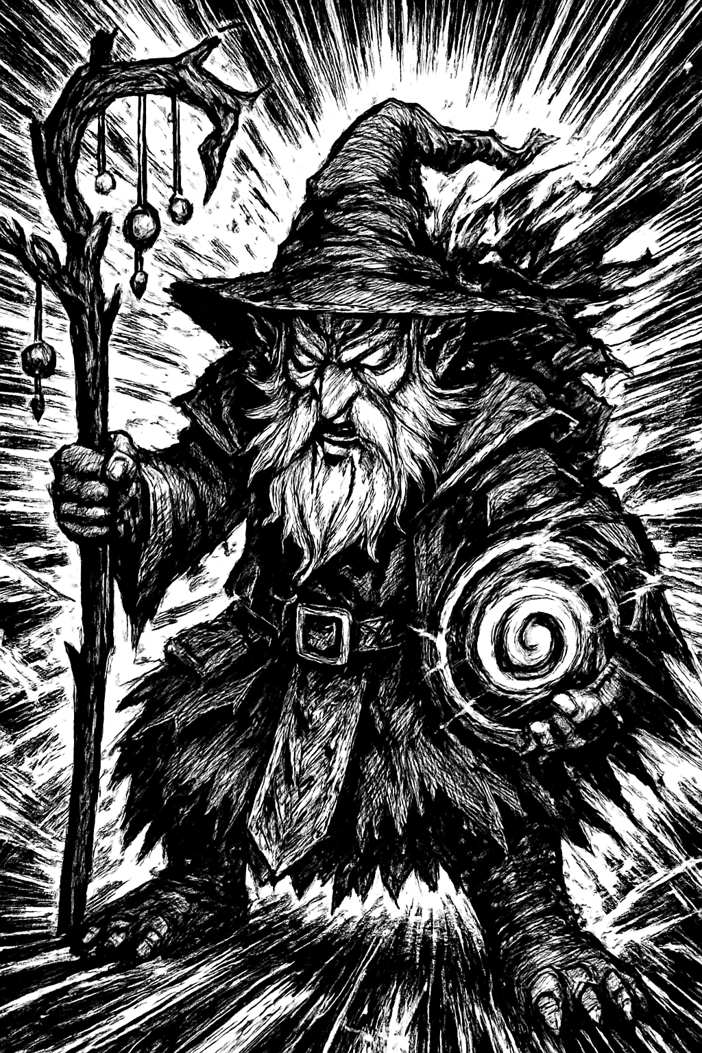 a cartoon character with a hat and a wand