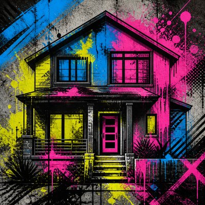 house with front view — Graffiti Modern Art Style