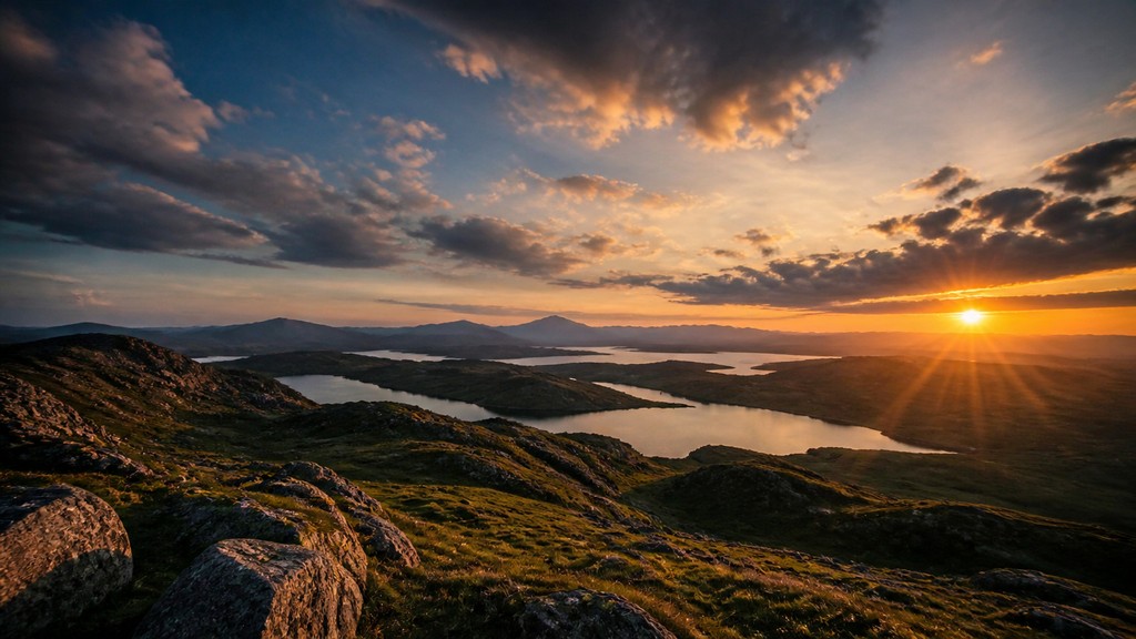 sweeping panoramic landscape with a dramatic sky