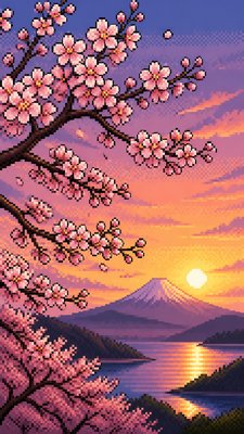 cherry blossom branches against a soft dawn sky, no people