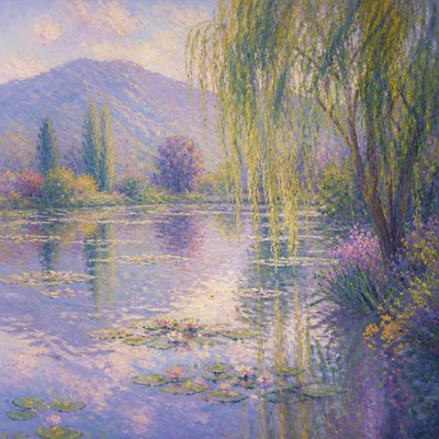 serene landscape with mountains and water