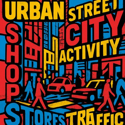 urban street with city activity