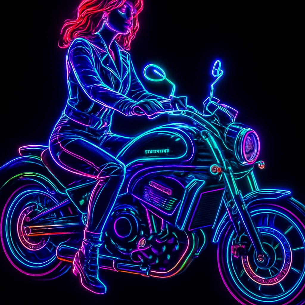 red haired lady on a Kawasaki Vulcan S